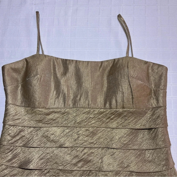 Jessica Howard 90’s Y2K Spaghetti Strap Cocktail Prom Dress 12P Gold Tiered - Picture 5 of 8